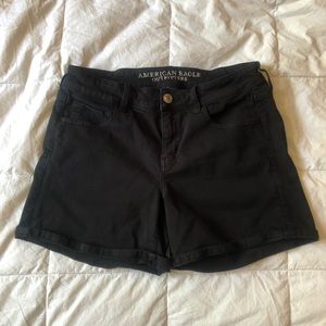American Eagle MIDI Black Stretch Denim Shorts